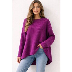 Eileen Fisher Cashmere Round Neck Box Top Jam Size Medium NWT